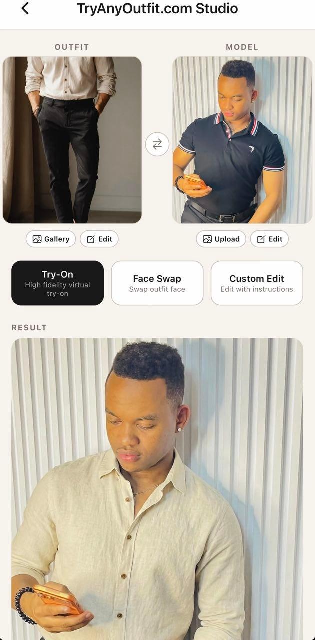 Try-on studio screen